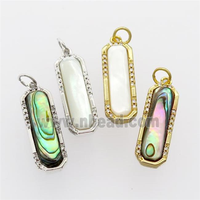 copper pendant pave zircon with shell, mixed