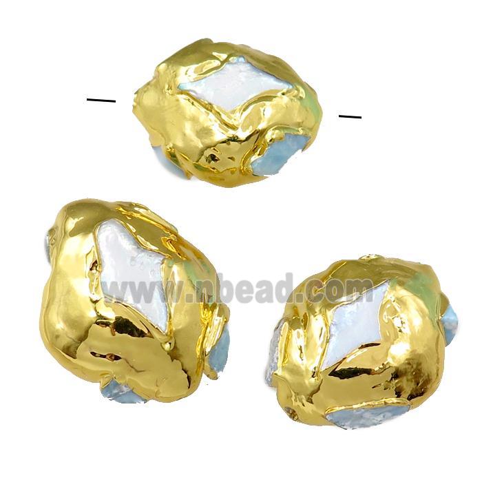 Pearl Beads, barrel, gold plated