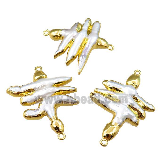 Cultured Pearl connector, gold plated