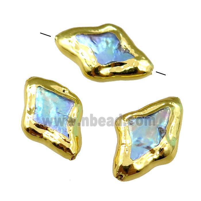 Cultured Pearl Beads, star, gold plated