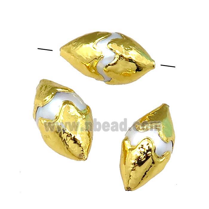 Cultured Pearl Beads, rice, gold plated