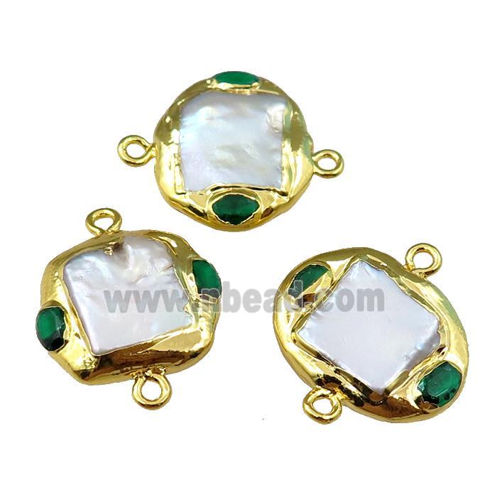 Cultured Pearl connector, square, gold plated