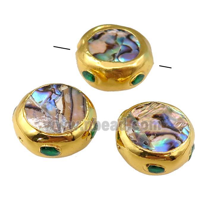 Abalone Shell Beads Coin Circle Gold Plated