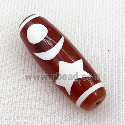 red Dzi Agate barrel beads