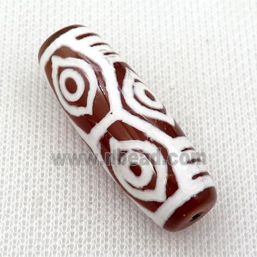 Dzi Agate barrel beads