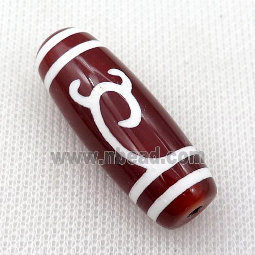 Dzi Agate barrel beads