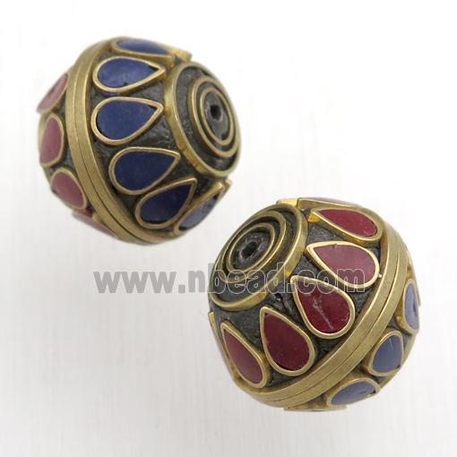 tibetan style beads, brass, round