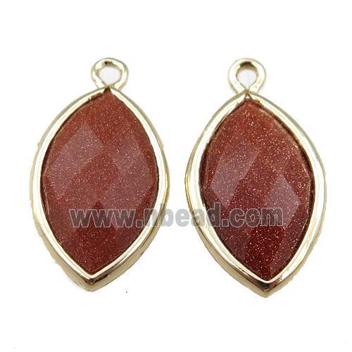 gold sandstone pendant, faceted horseeye, gold plated