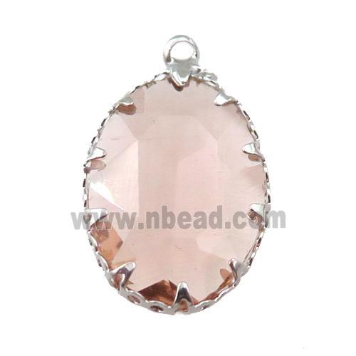 crystal glass oval pendant, platinum plated