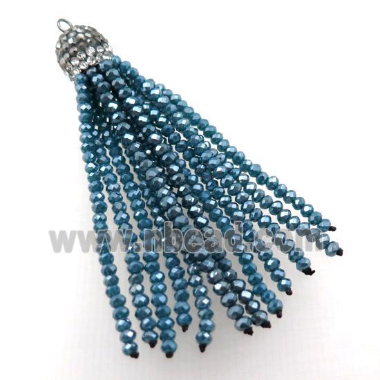 Tassel pendant with peacockgreen crystal glass