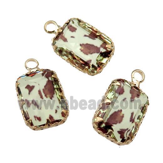 lt.yellow Crystal Glass rectangle pendant, gold plated