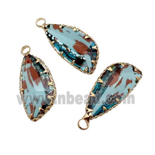 blue Crystal Glass teardrop pendant, gold plated