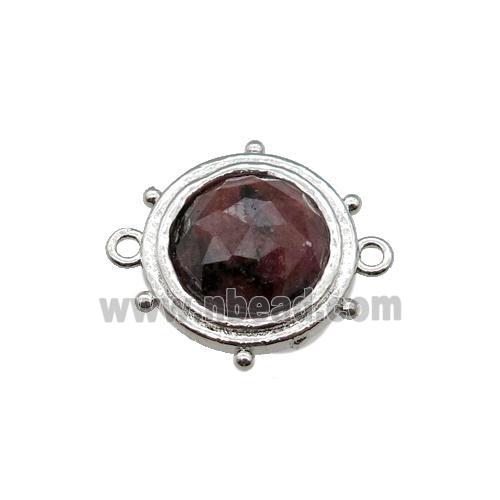 Rhodonite circle connector, platinum plated