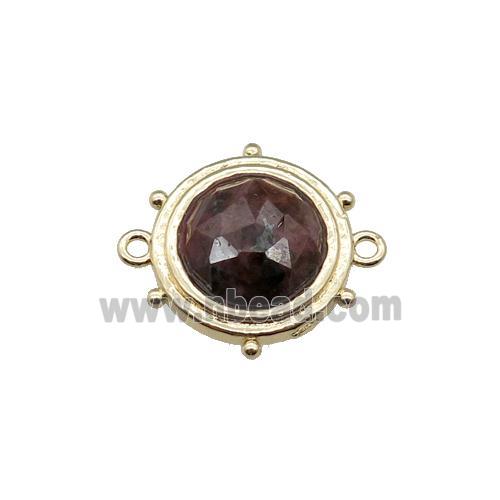 Rhodonite circle connector, gold plated