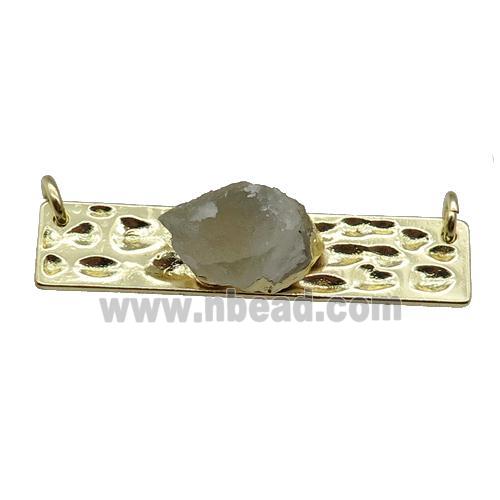 copper rectangle pendant pave Prehnite, gold plated
