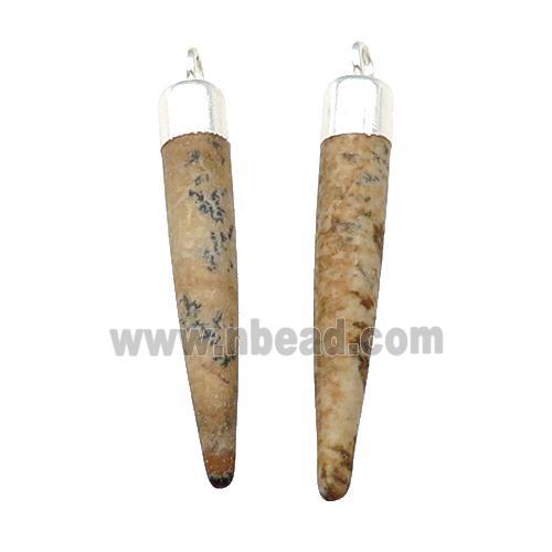 Picture Jasper Bullet Pendant Silver Plated
