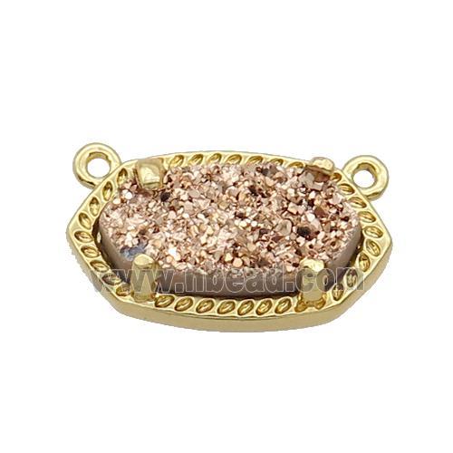 Quartz Druzy Oval Pendant Gold Plated