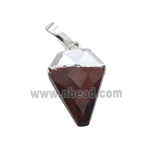 Red Tiger Eye Stone Arrowhead Pendant Silver Plated