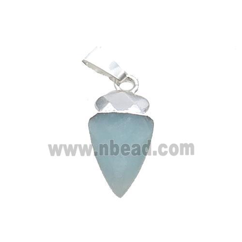Blue Amazonite Arrowhead Pendant Silver Plated