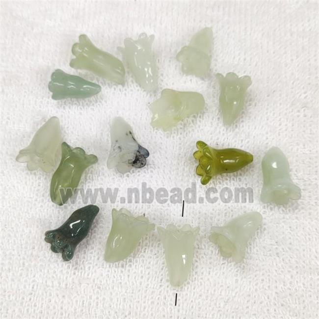 Burmese Chrysoprase Flower Beads Carved
