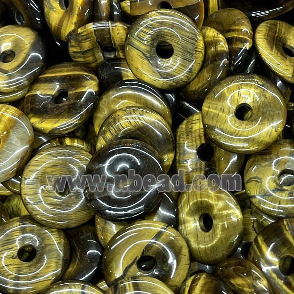 Natural Tiger Eye Stone Donut Pendant Yellow