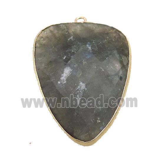 Natural Labradorite Arrowhead Pendant Gold Plated