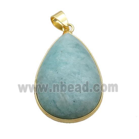 Natural Green Amazonite Teardrop Pendant
