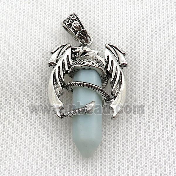 Alloy Dragon Pendant Pave Amazonite Antique Silver