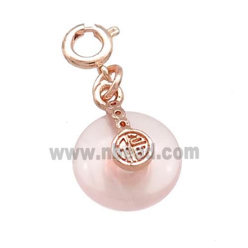 Natural Clear Quartz Donut Pendant Rose Gold Clasp