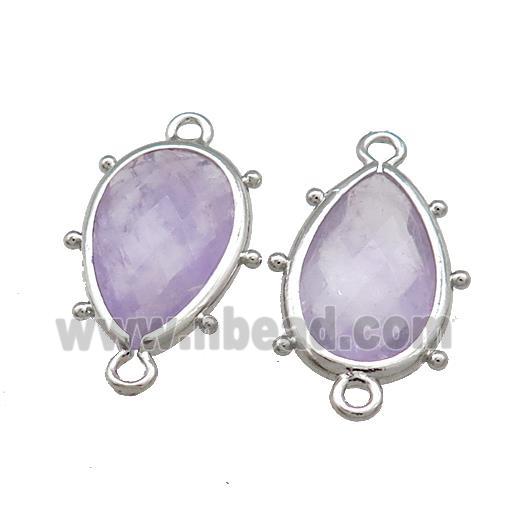 Amethyst Teardrop Connector Platinum Plated