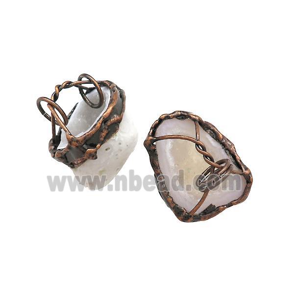 Natural Agate Druzy Geode Pendant Freeform Antique Red