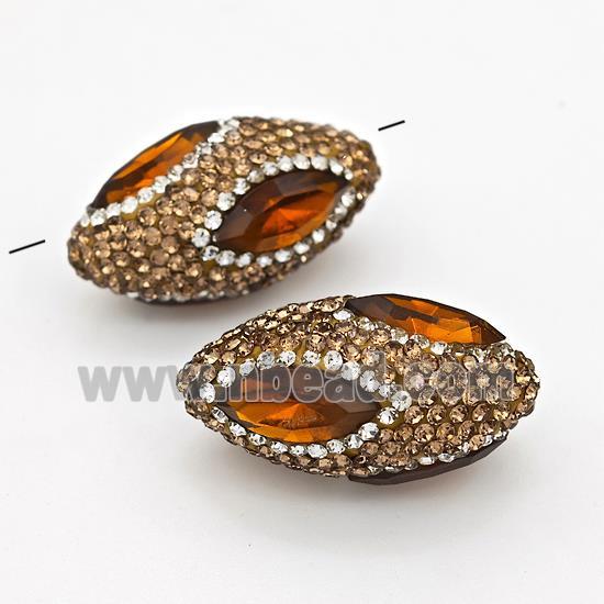 Clay Rice Beads Pave Yellow Rhinestone Crystal Glass