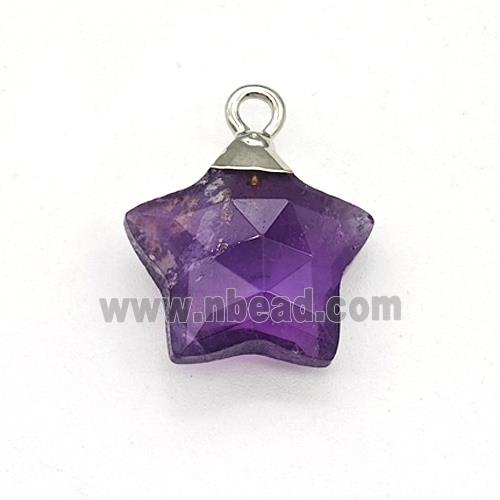 Natural Purple Amethyst Star Pendant