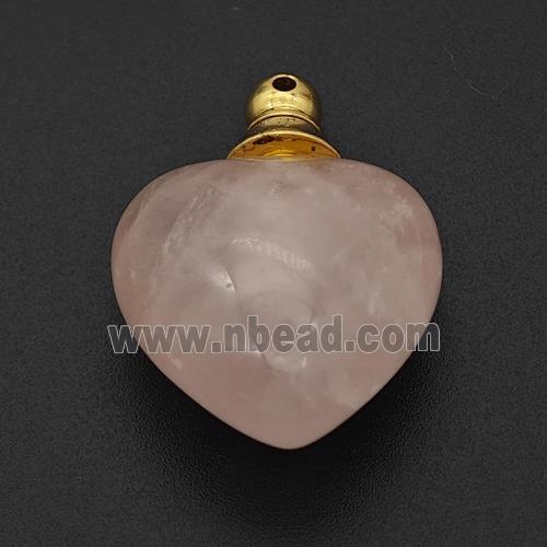 Natural Pink Rose Quartz Perfume Bottle Pendant Heart