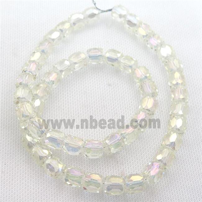 Crystal Glass Beads, faceted barrel