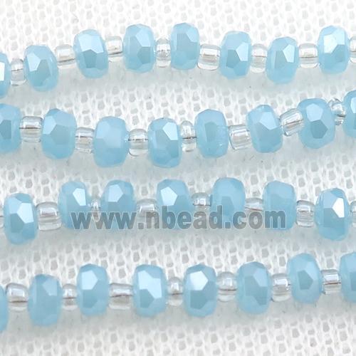 blue Jadeite Glass Beads, faceted rondelle