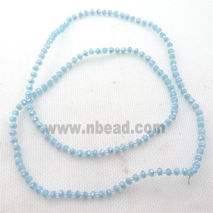 blue Jadeite Glass Beads, faceted rondelle