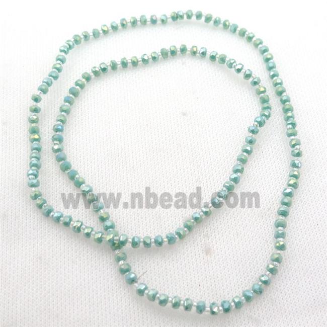 green Jadeite Glass Beads, faceted rondelle