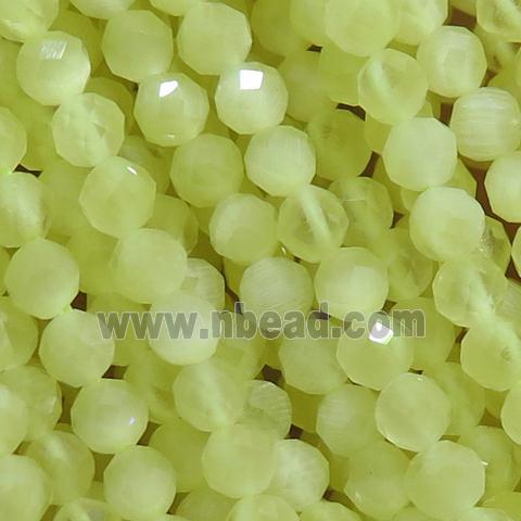 olive Cat eye stone Beads, faceted round