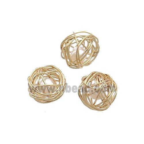 Copper Wire Ball Pendant With Plastic Gold Plated