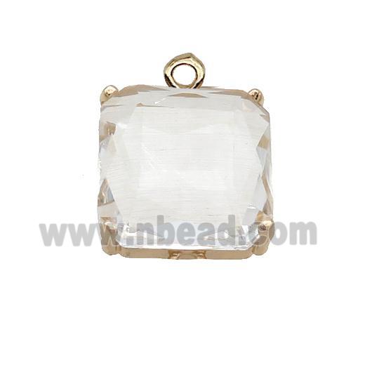 Clear Crystal Glass Square Pendant 