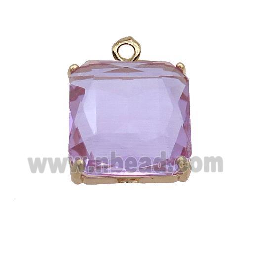 Purple Crystal Glass Square Pendant 