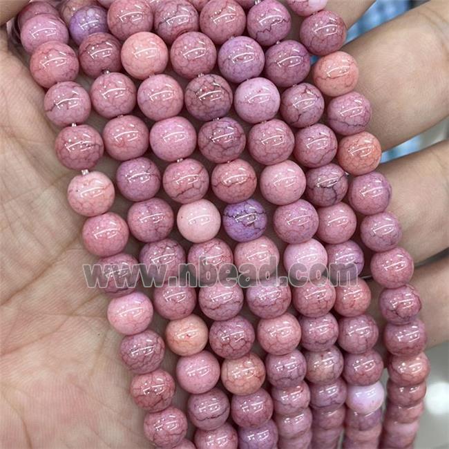 Ceramic Glass Beads Smooth Round Pink