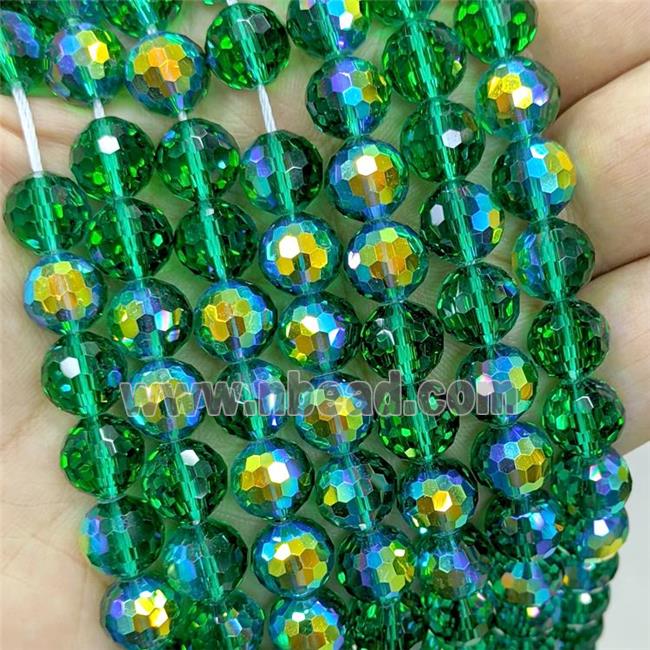 Green Chinese Crystal Glass Beads Electroplated Faceted Round
