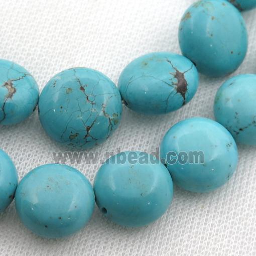 Magnesite Turquoise beads, button coin