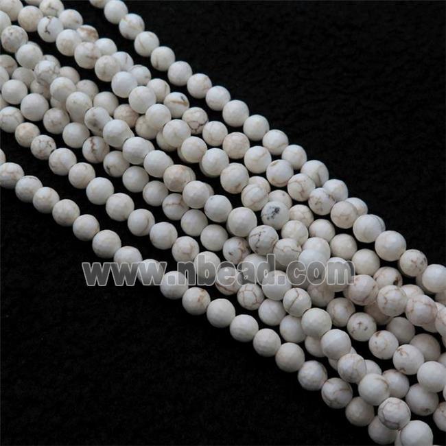 white Magnesite Turquoise beads, faceted round