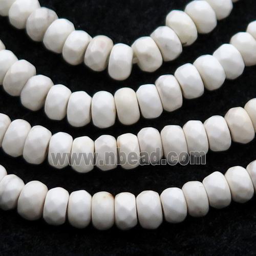 whtie Magnesite Turquoise beads, faceted rondelle