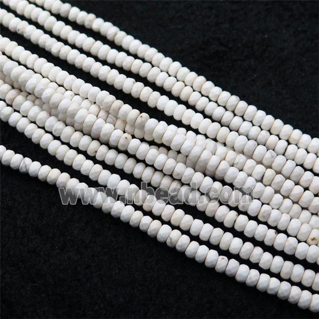 whtie Magnesite Turquoise beads, faceted rondelle