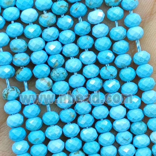 Howlite Turquoise Beads Blue Dye Faceted Rondelle