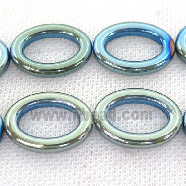 green Hematite oval beads